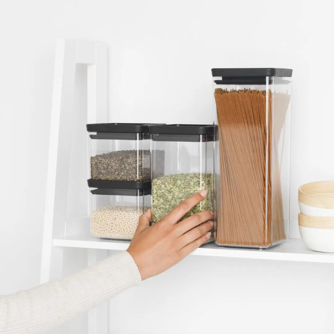Brabantia Tasty+ Voorraadbussen 122422 - 2x 0,7L & 2x 1,6L - Dark Grey