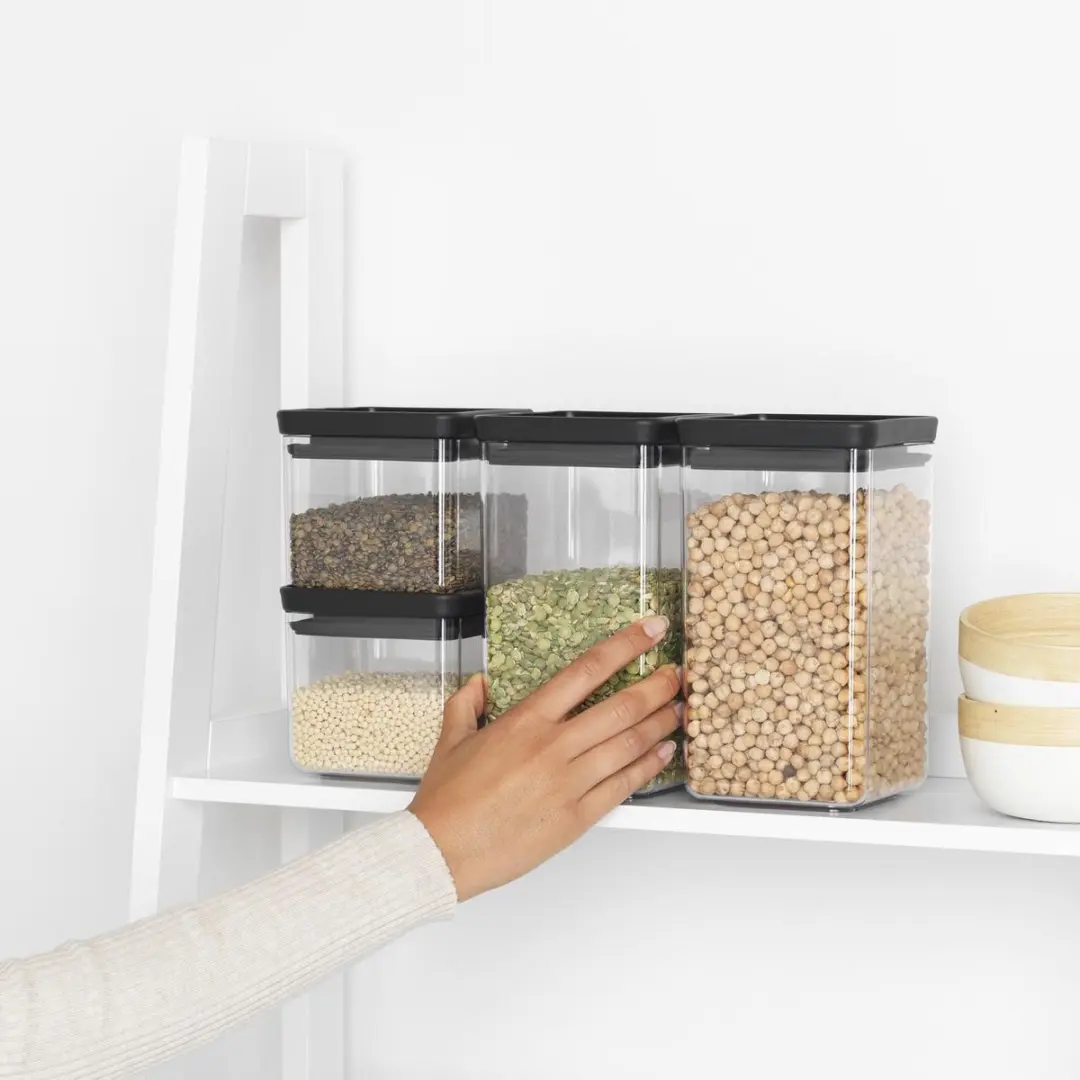 Brabantia Tasty+ Voorraadbussen 122422 - 2x 0,7L & 2x 1,6L - Dark Grey - afbeelding 6 van 6