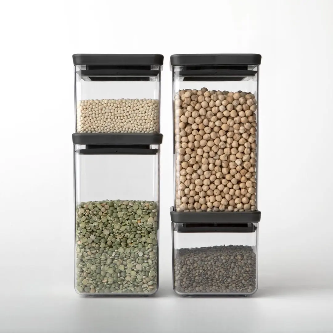 Brabantia Tasty+ Voorraadbussen 122422 - 2x 0,7L & 2x 1,6L - Dark Grey