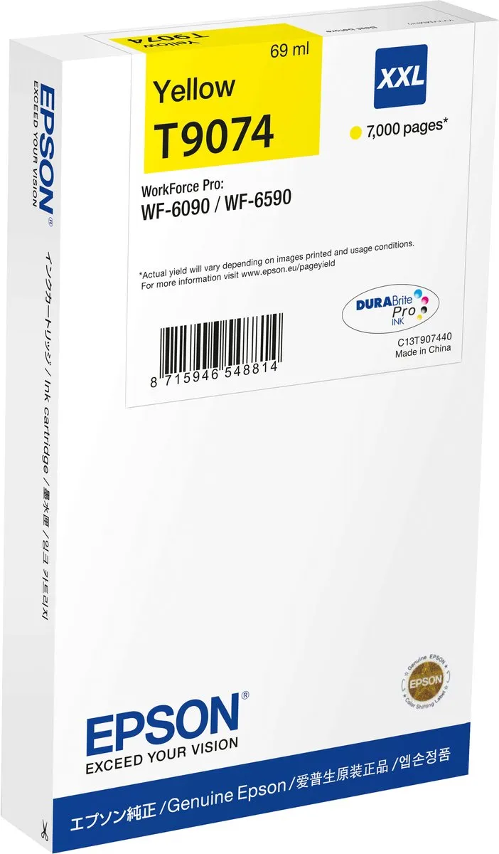 Epson T9074XXL Inktcartridge Geel - 7000 Pagina's