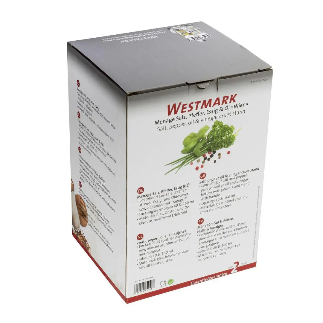 Westmark Peper- en Zoutstel / Olie- en Azijnstel 5-delig 200ml - Zilver
