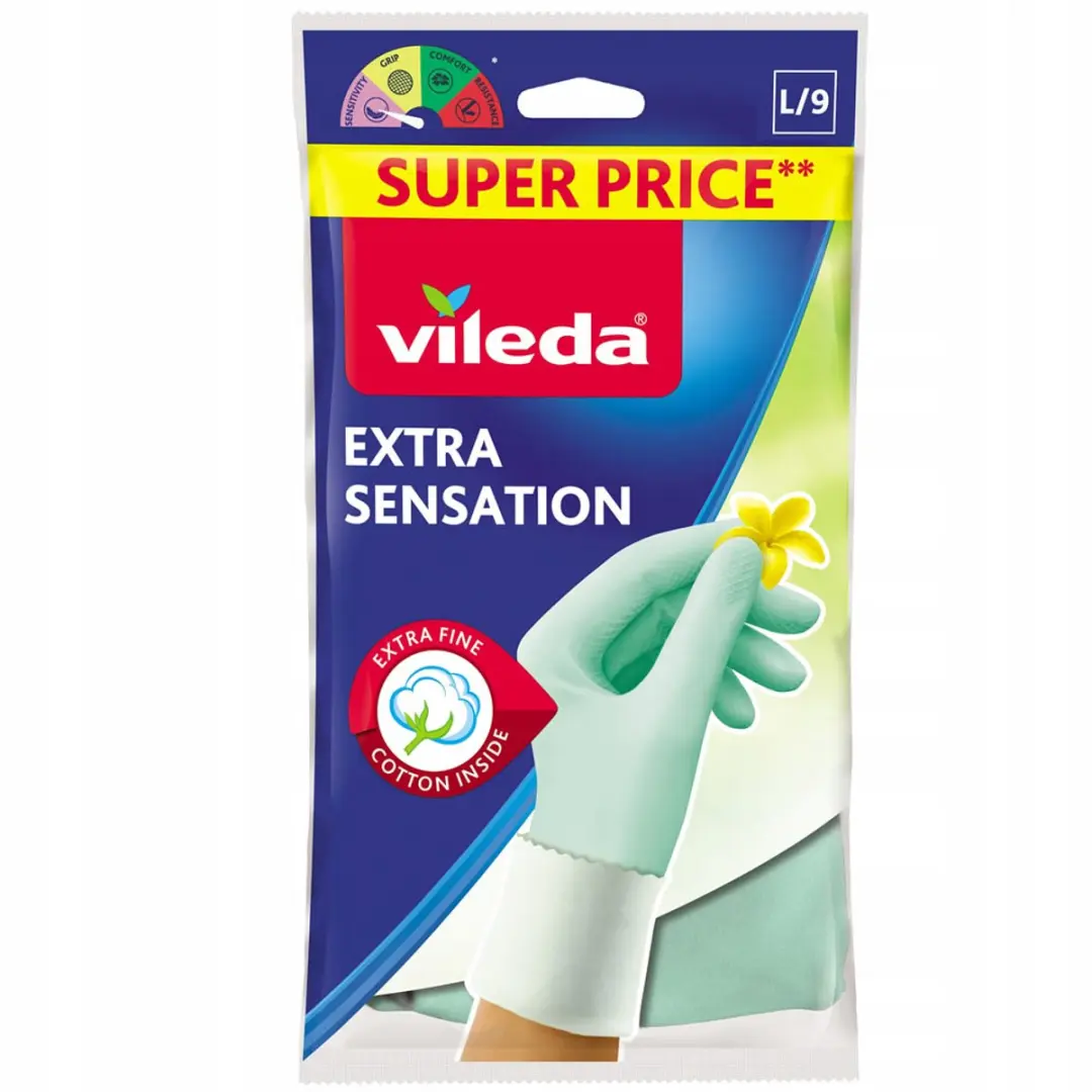 Vileda Extra Sensation Huishoudhandschoenen L - Latex - Groen - afbeelding 6 van 6