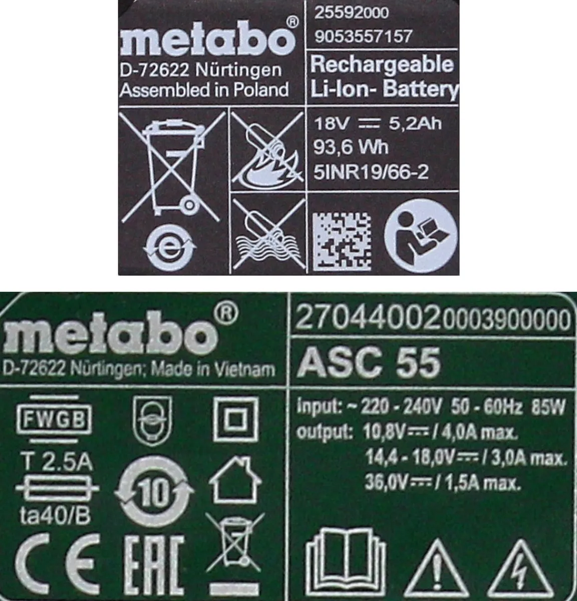Metabo 18V Accuset 5.2Ah 625592000 - incl. ASC 55 Lader