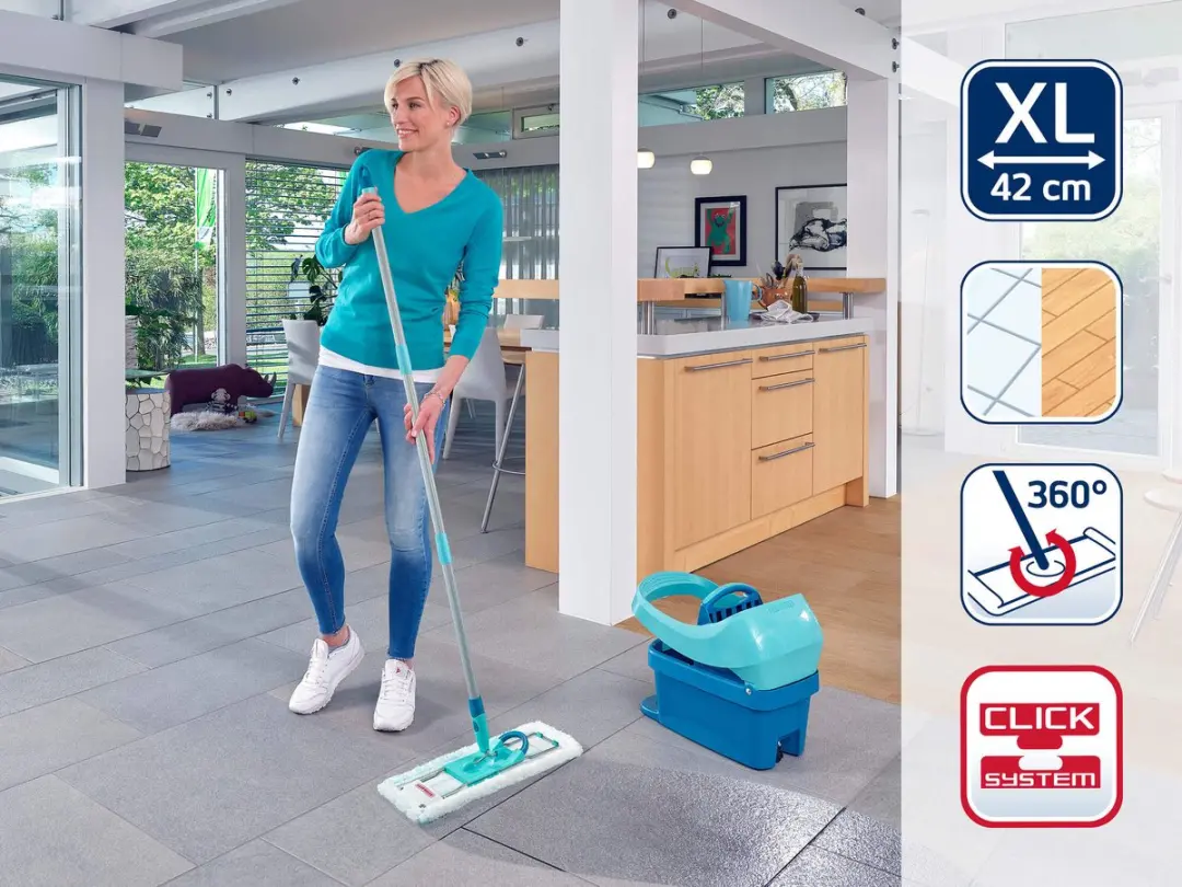 Leifheit Profi XL Micro Duo Dweilsysteem - Turkoois/Grijs/Wit - afbeelding 6 van 6