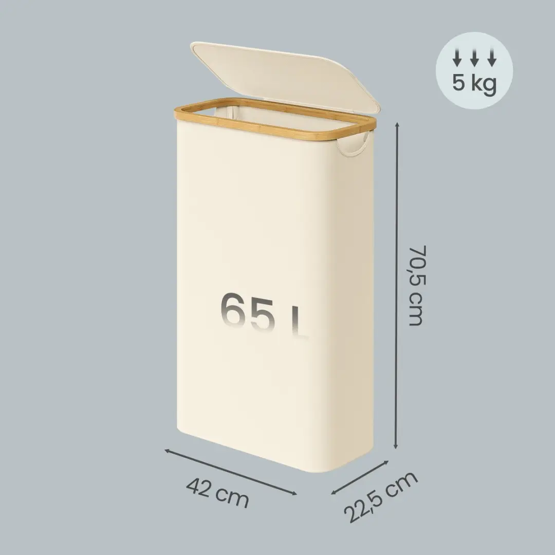 Songmics Wasmand LCB506W01 65L - 4 Vakken - Verwijderbare Waszak