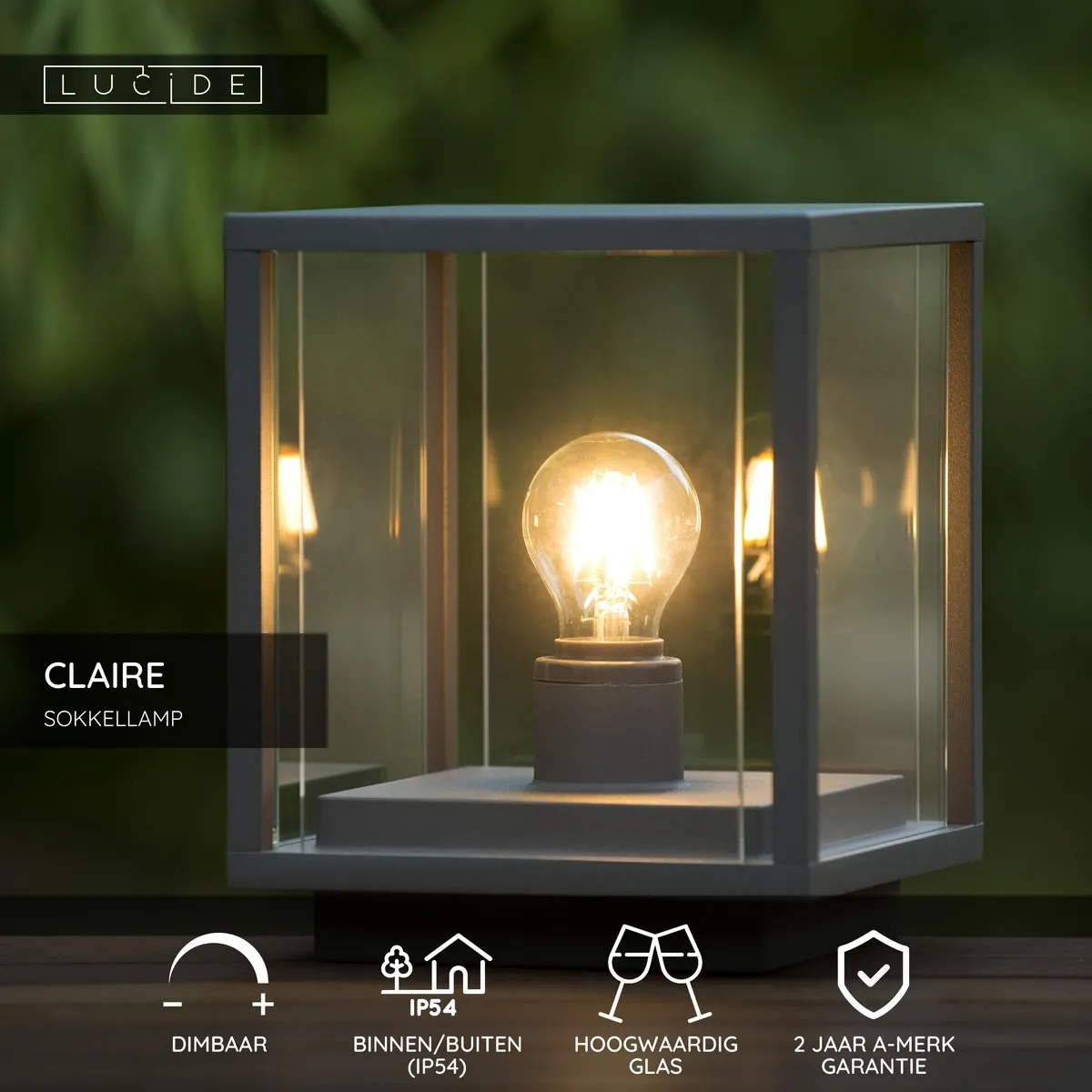 Lucide Claire Sokkellamp E27 - IP54 - Antraciet