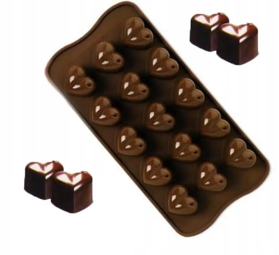 Cosy&Trendy Siliconen Bakvorm Hartjes 15 Cups - Bruin - afbeelding 2 van 3