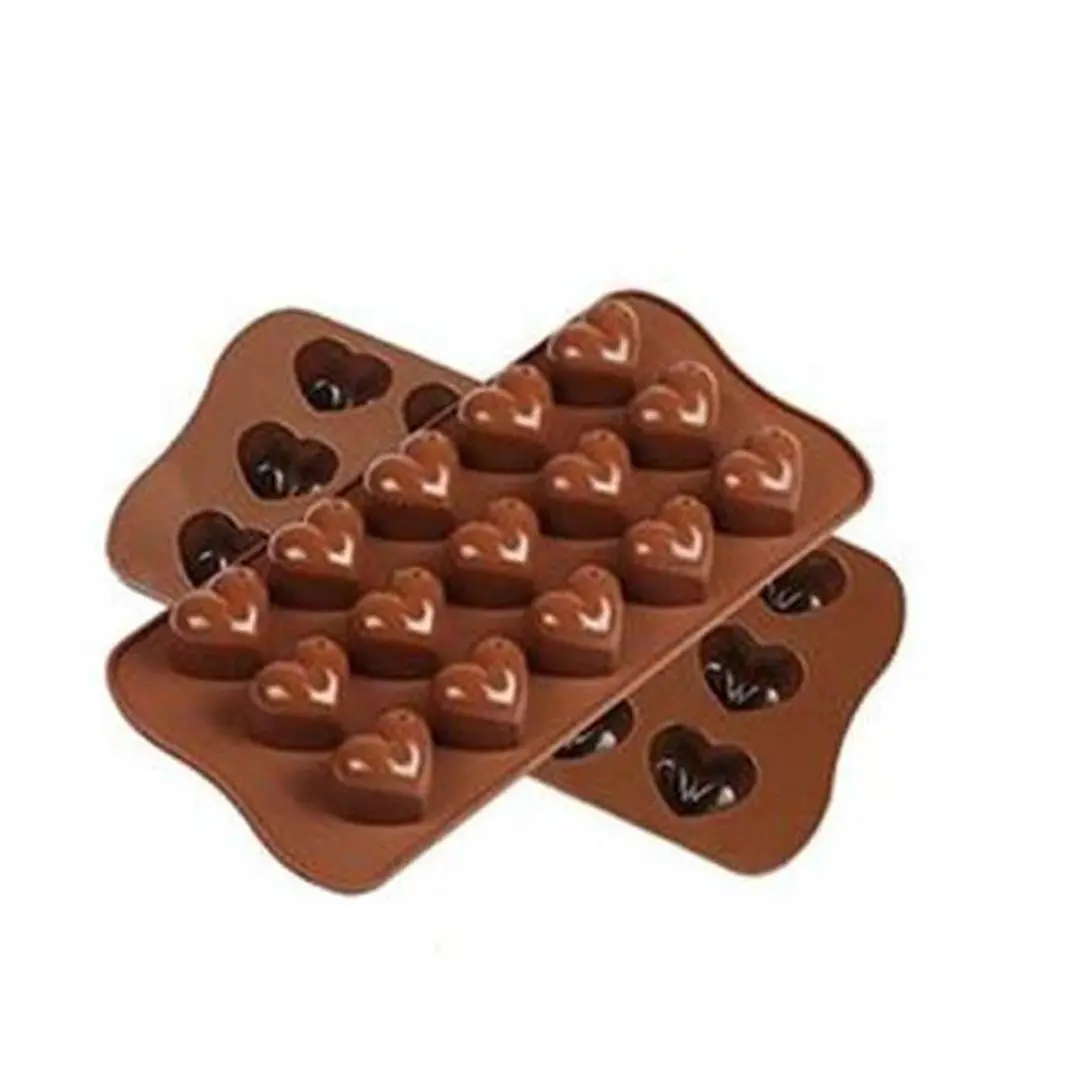 Cosy&Trendy Siliconen Bakvorm Hartjes 15 Cups - Bruin - afbeelding 3 van 3