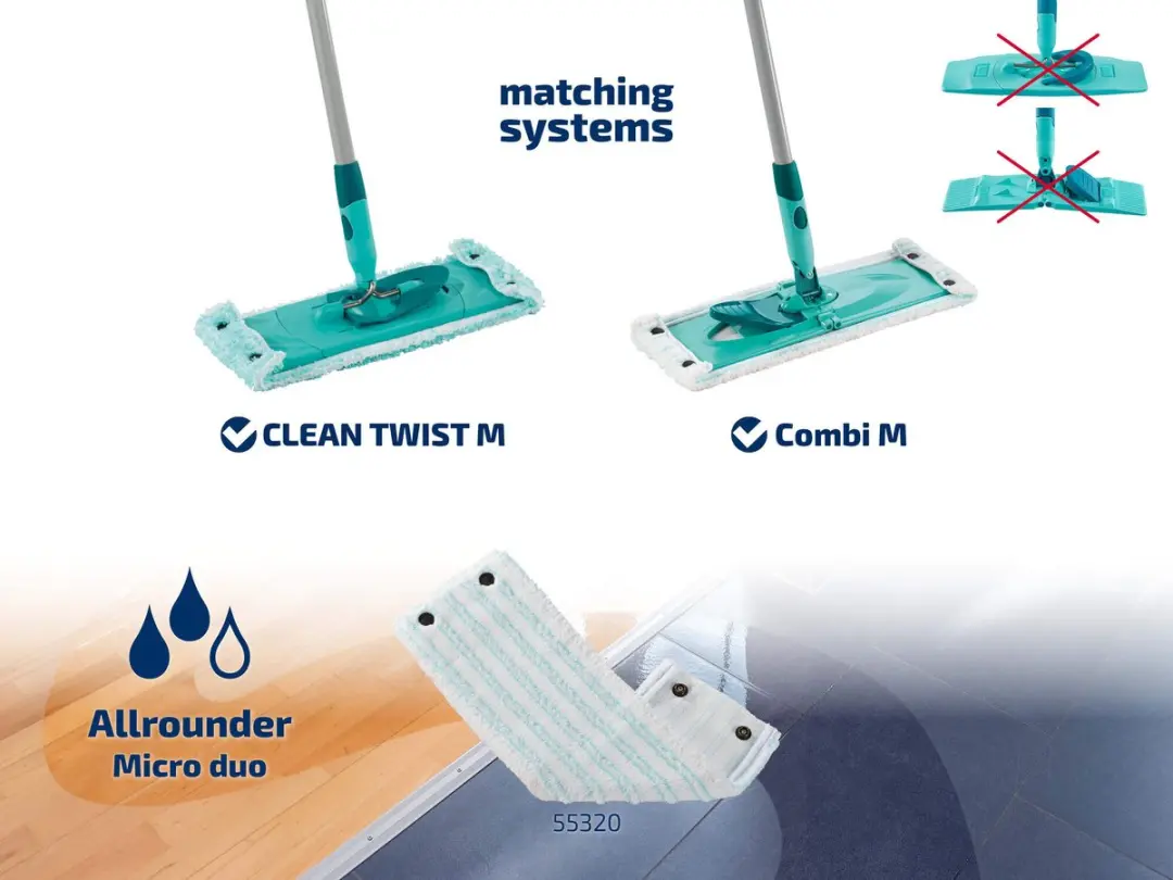 Leifheit Clean Twist M Combi Clean M Vloerwisserdoek Micro Duo 33cm - 2s - Wit/Turkoois