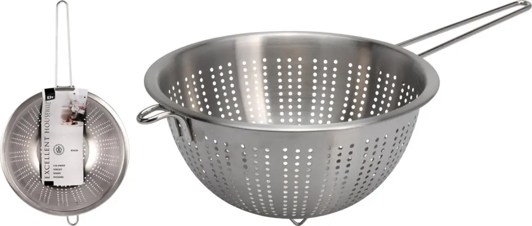 Excellent Houseware RVS Zeef/Vergiet Set 24cm - 2 Stuks