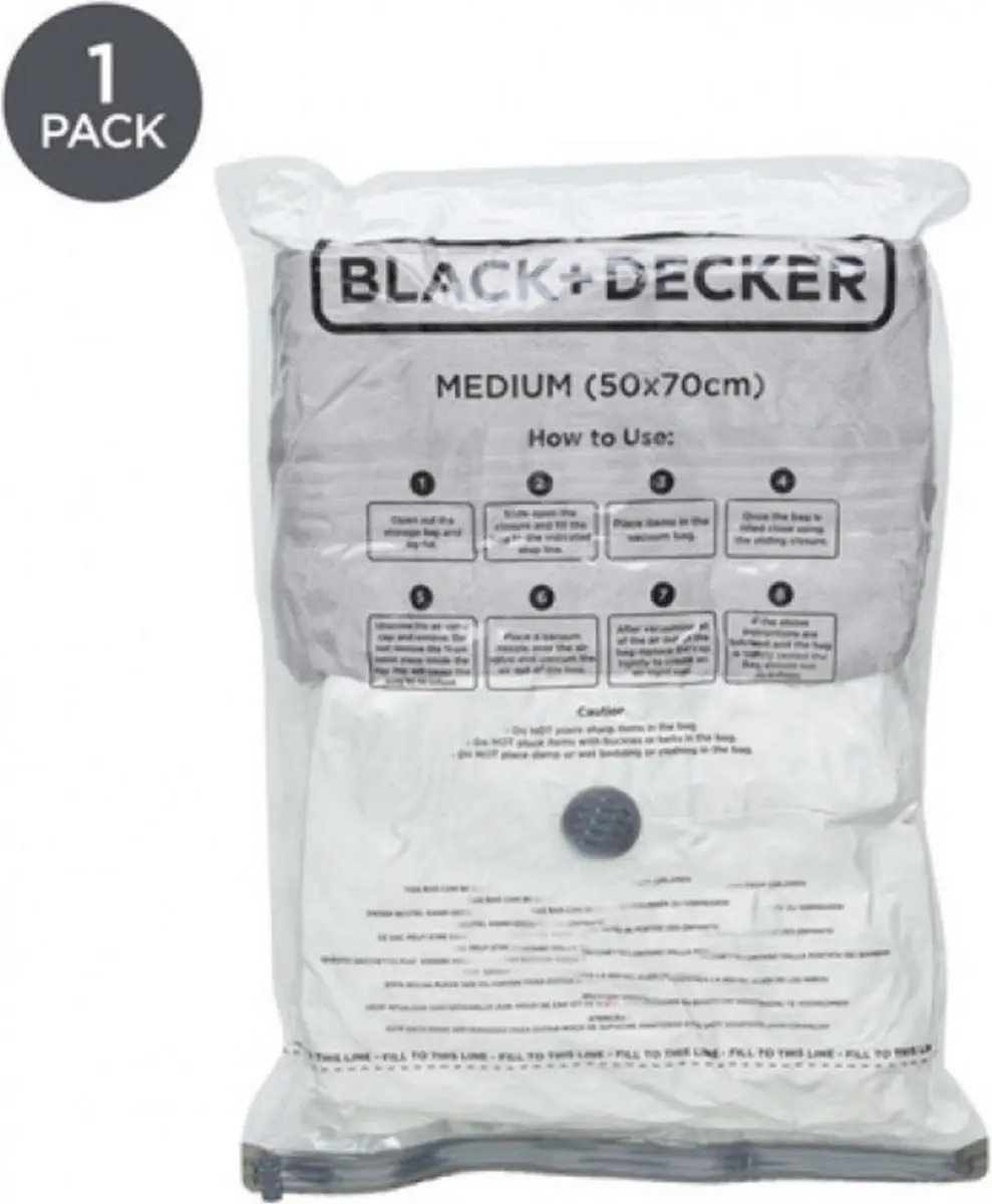 BLACK+DECKER Vacuüm Opbergzak 50x70cm - Transparant