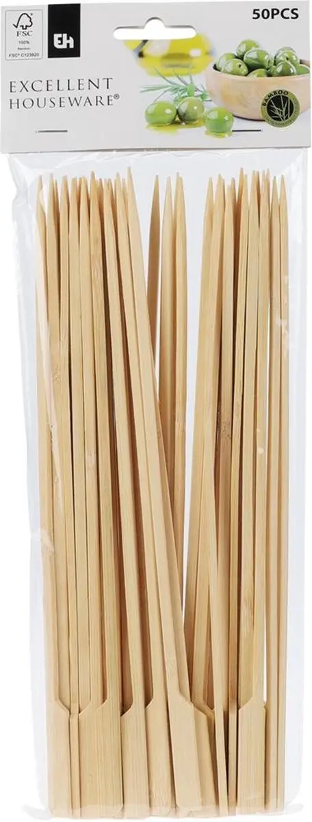Excellent Houseware BBQ Sateprikkers Bamboe 50 Stuks - 25cm