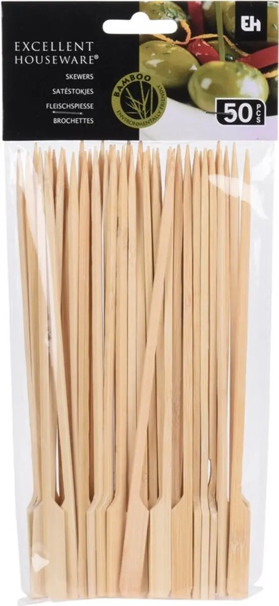 Excellent Houseware BBQ Sateprikkers Bamboe 50 Stuks - 25cm