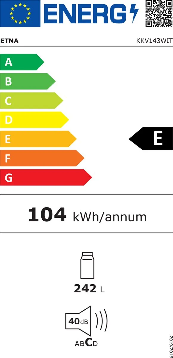 Etna KKV143WIT Kastmodel Koelkast 242L - Wit