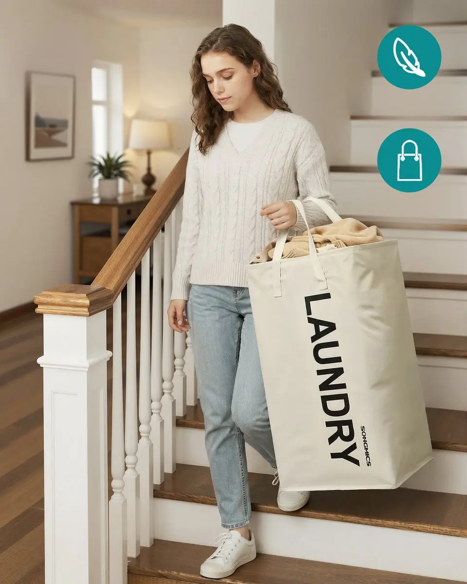 Songmics RLH001WD01 Opvouwbare Wasmand 80L - Waterafstotend