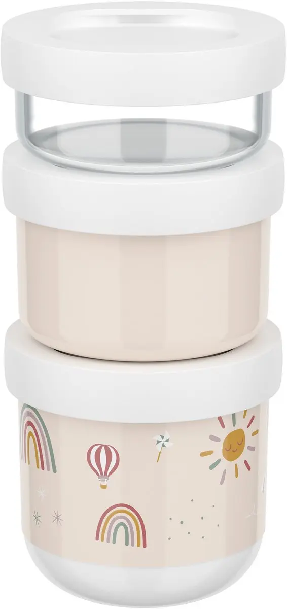 Mepal Mio Snackbox 3-delig 550ml - Sunshine & Rainbow