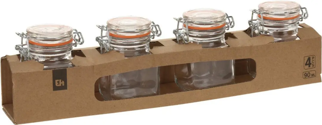 Excellent Houseware Mini Weckpotten 90ml - 4 Stuks