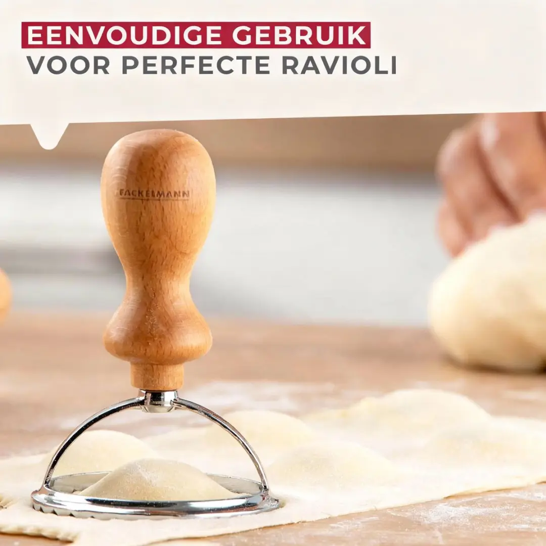Fackelmann Ravioliuitsteekvorm Rond & Gegolfd 6,5cm - Bruin Hout