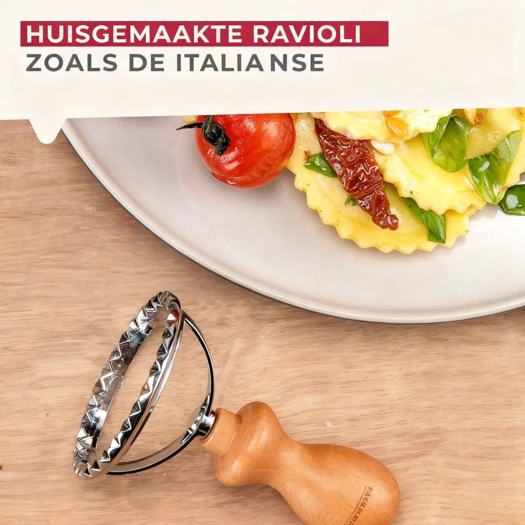 Fackelmann Ravioliuitsteekvorm Rond & Gegolfd 6,5cm - Bruin Hout