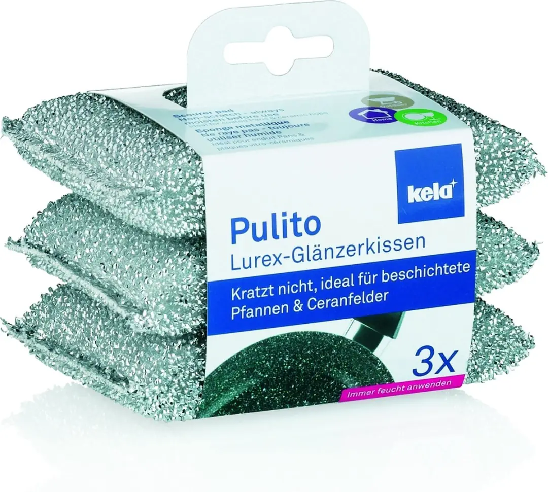 Kela Pulito Schuurspons Set - 3 Stuks - Zilver