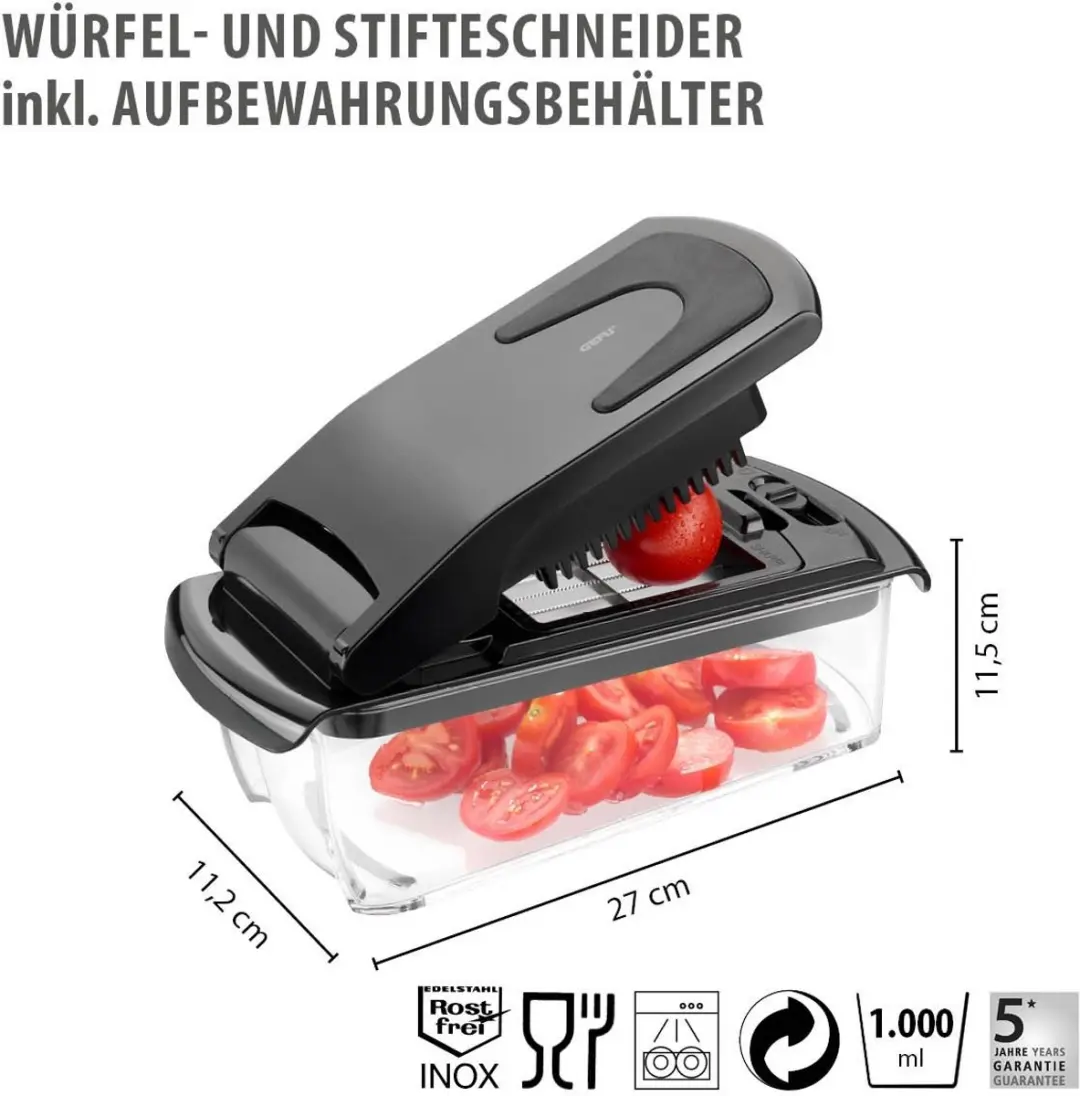 GEFU Treppo Groentesnijder - 3 Messen 1L - Zwart - afbeelding 6 van 6