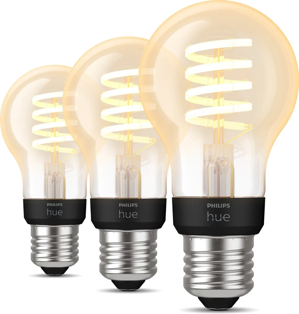 Philips Hue A60 E27 Filamentlamp - 3 Stuks - 7W - 4500K - Amber