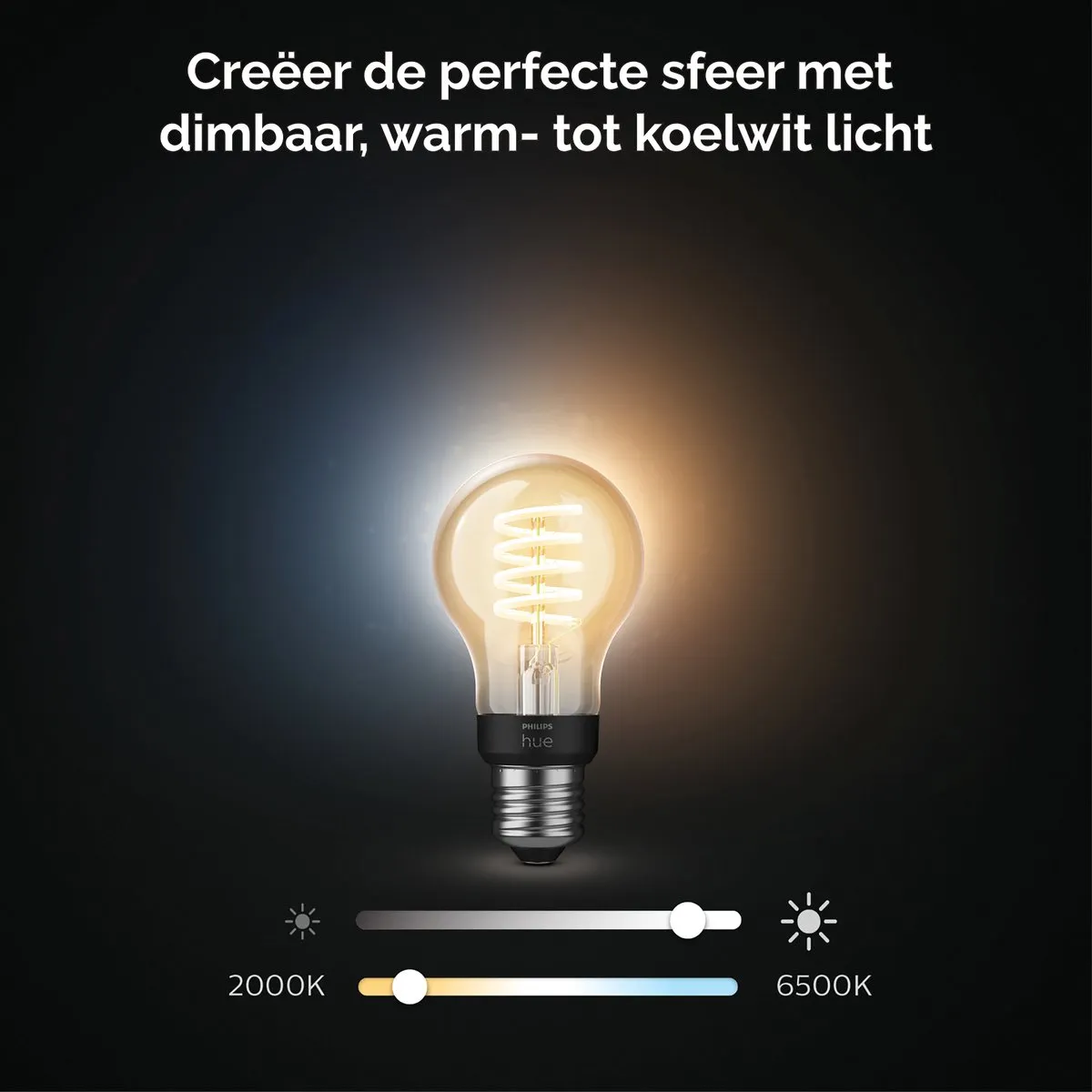 Philips Hue A60 E27 Filamentlamp - 3 Stuks - 7W - 4500K - Amber