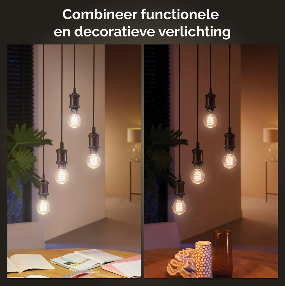 Philips Hue A60 E27 Filamentlamp - 3 Stuks - 7W - 4500K - Amber