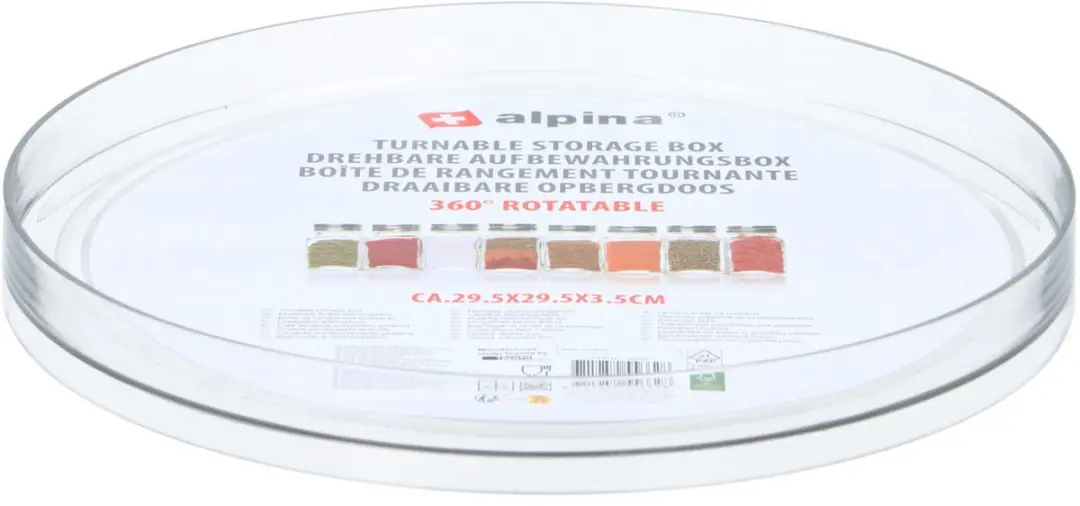 Alpina Turnable Storage Box Ø29.5cm - Transparant
