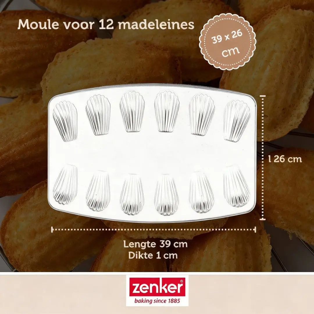 Zenker Bakkersset Madeleines - 12-vorm + 2 kommen + maatbeker