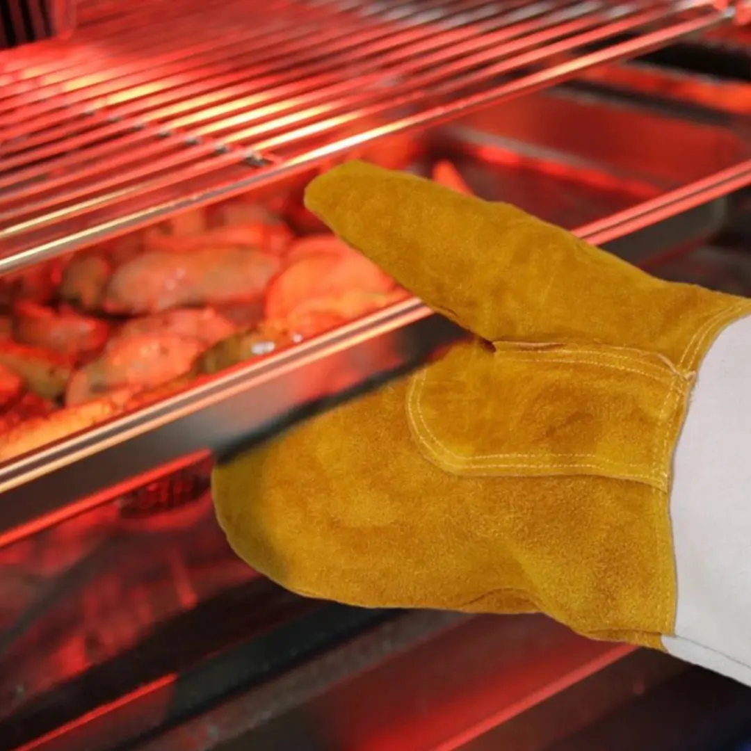 Hendi Hittebestendige Lederen Barbecuewanten - 460mm - Geel