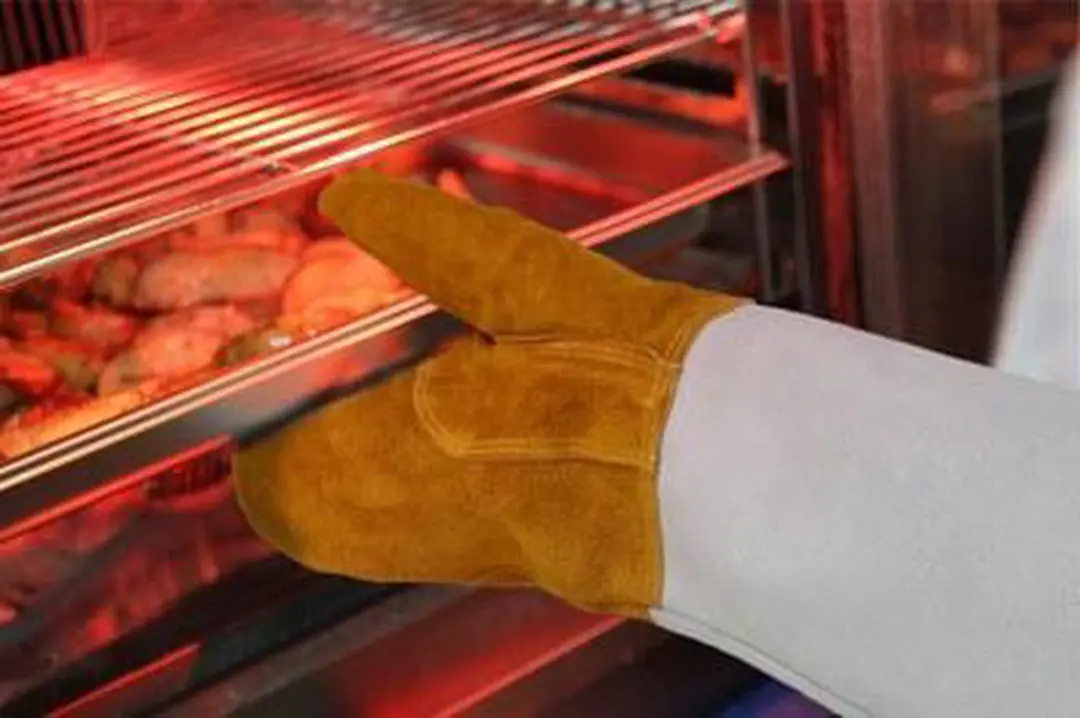 Hendi Hittebestendige Lederen Barbecuewanten - 460mm - Geel