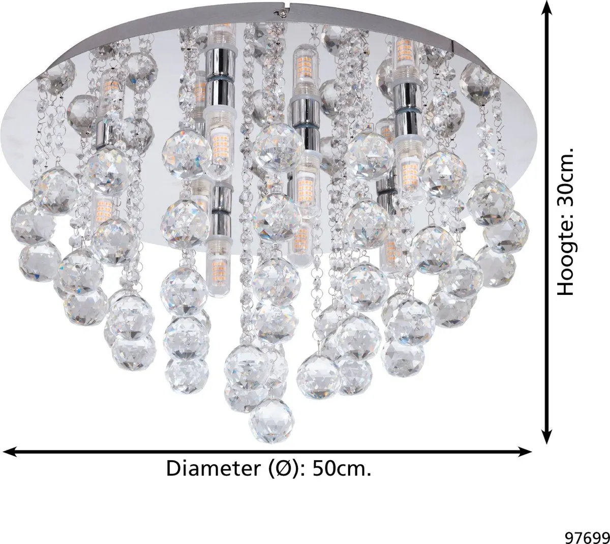 Eglo Almonte Plafondlamp G9 - Ø50cm - Chroom - afbeelding 6 van 6