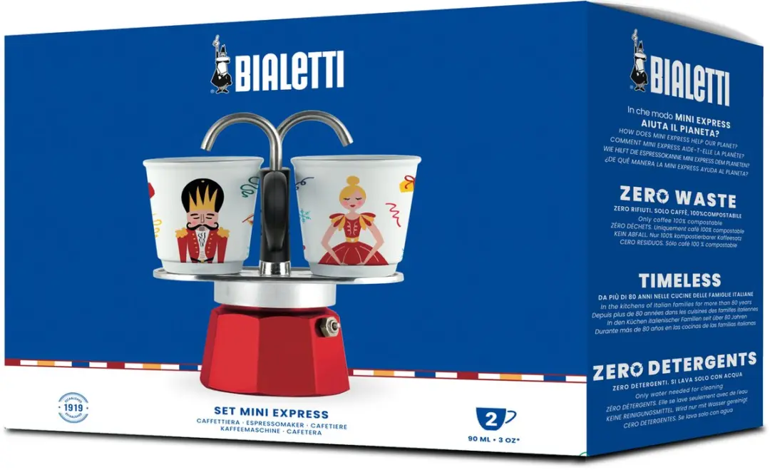 Bialetti Mini Express Nutcracker 2 Koppen Espressoset - Rood