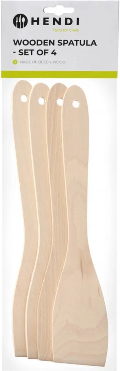 Hendi Houten Spatels Set - 4 Stuks Beukenhout 300x55mm