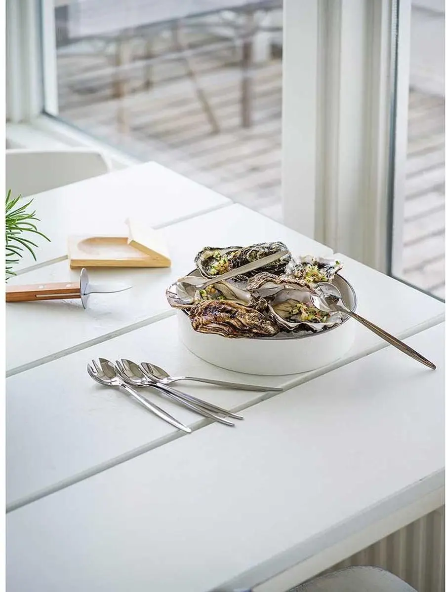 Cosy&Trendy Oestermes met Houten Houder - 2 Stuks - Zilverkleurig