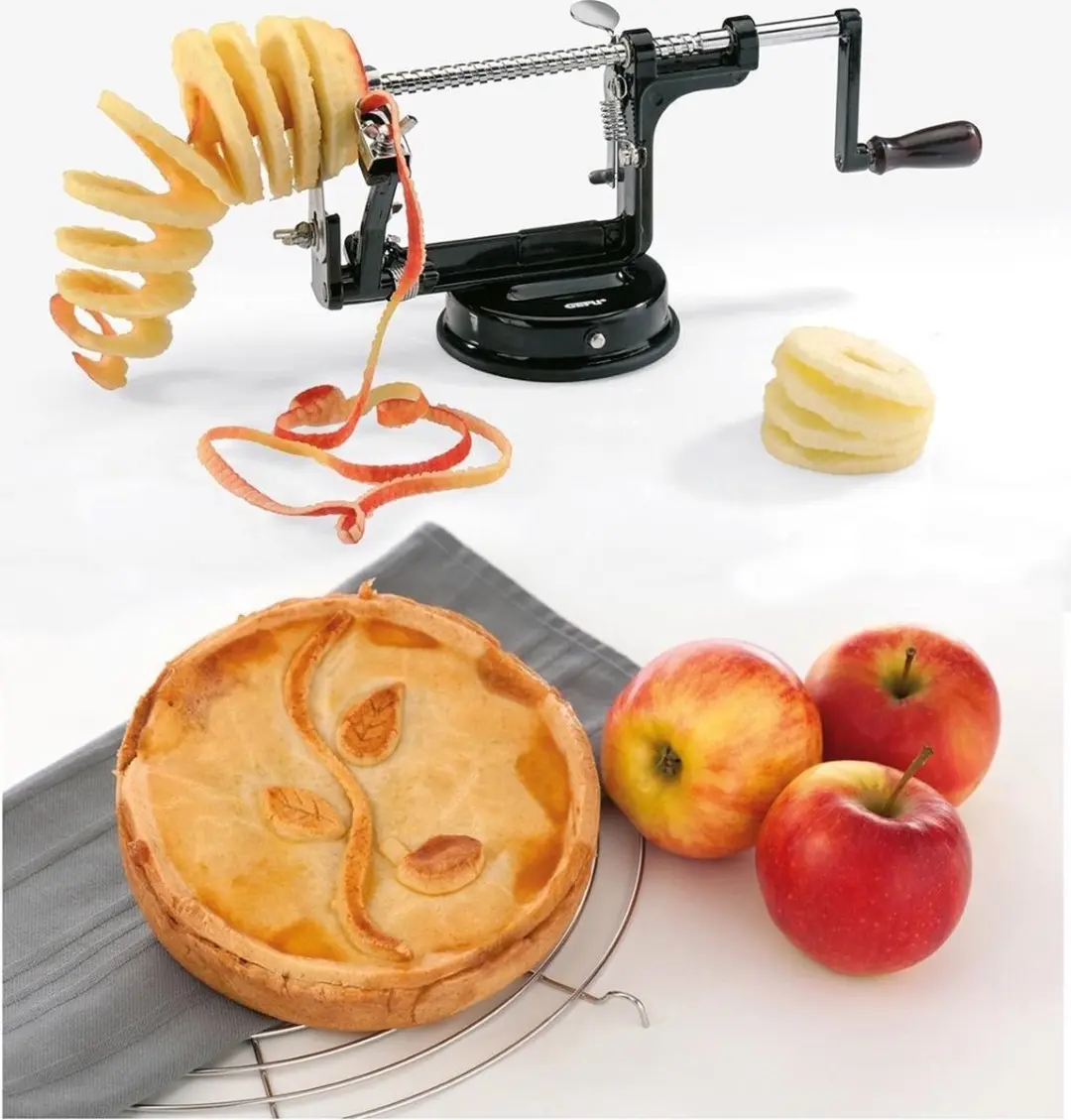 GEFU 3-in-1 Appelschiller - Appelsnijder & Ontkerner - Zwart