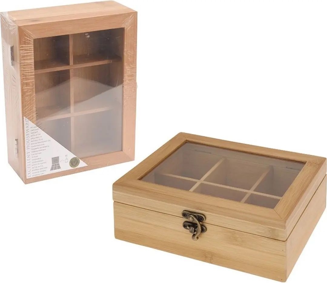 Excellent Houseware Bamboe Theedoos 6 Vakken - Bruin