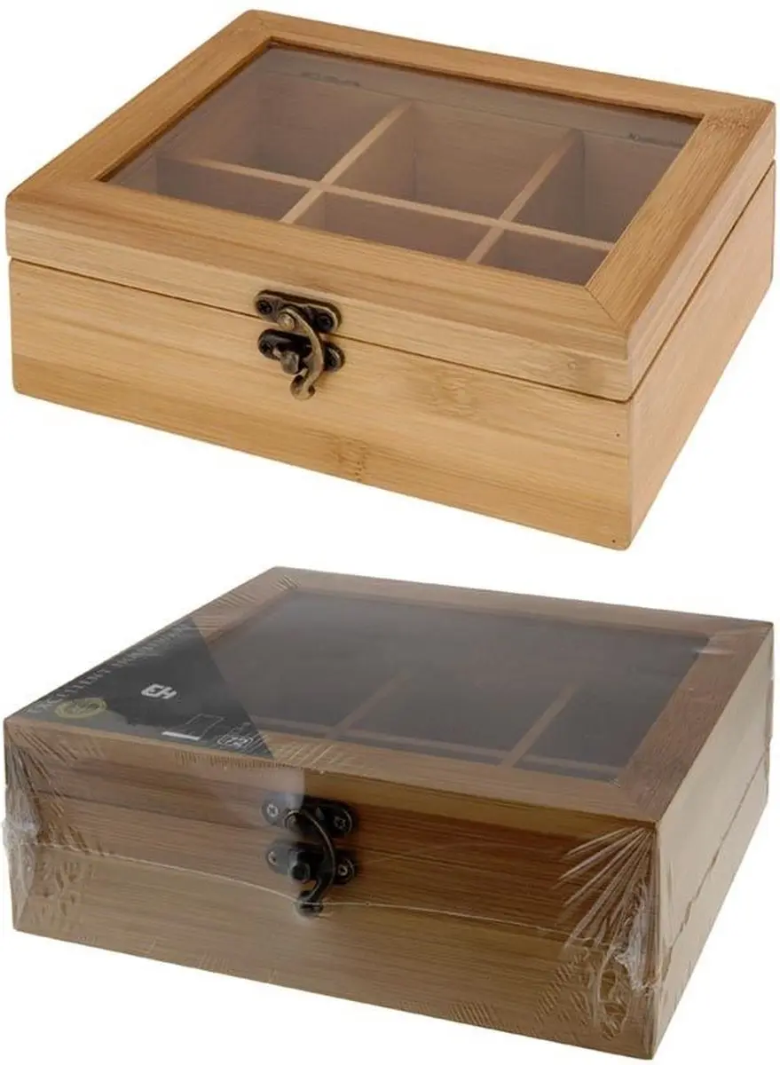 Excellent Houseware Bamboe Theedoos 6 Vakken - Bruin