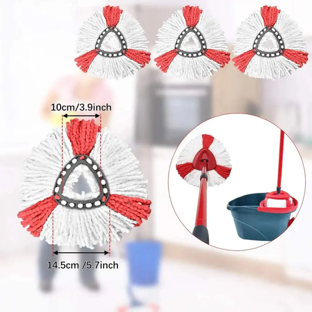 Vileda 2-in-1 Dweilkoppen - 4 Stuks - Wit/Rood