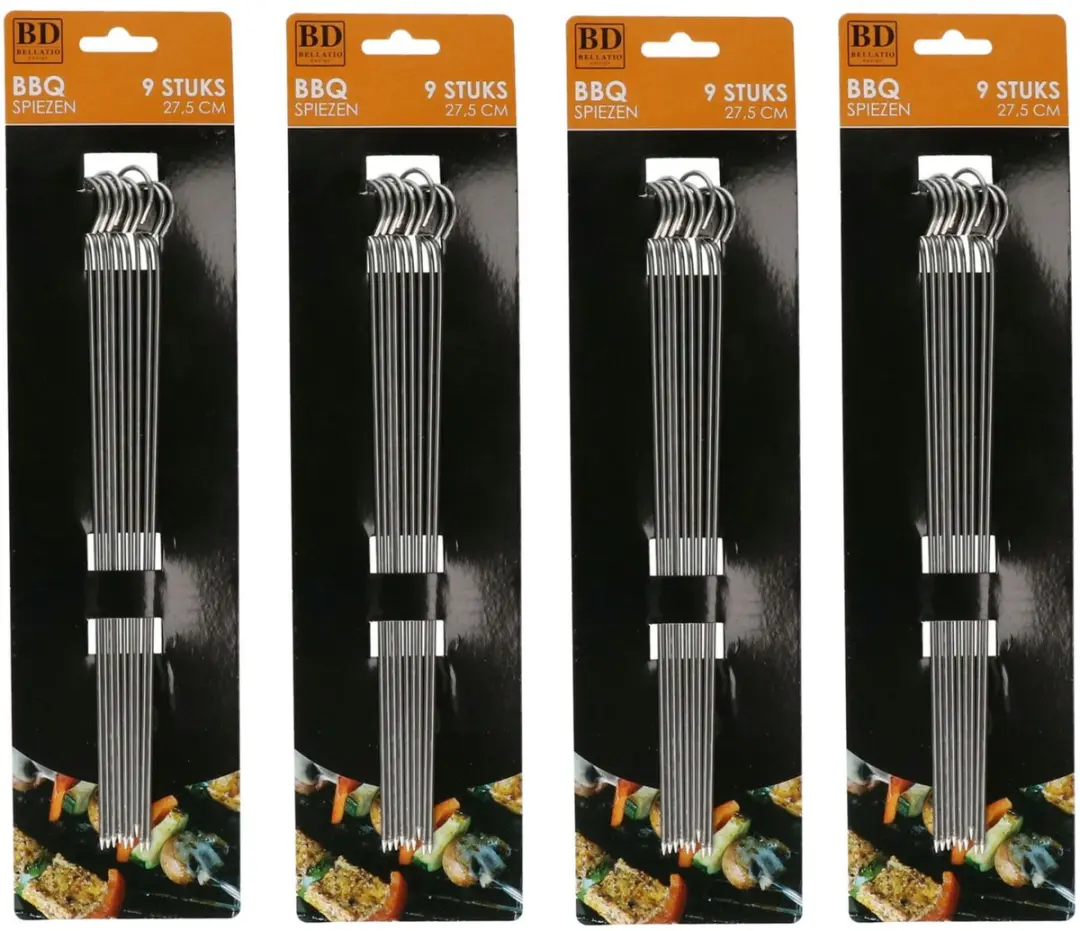 Bellatio Design BBQ Spiezen 36 Stuks - 27,5 cm - Zilver