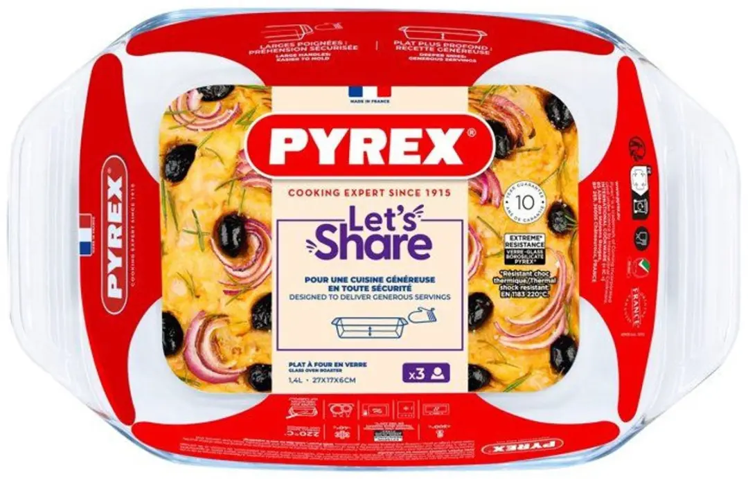 PYREX Ovenschaal 1,4L - Borosilicaatglas - Met grepen