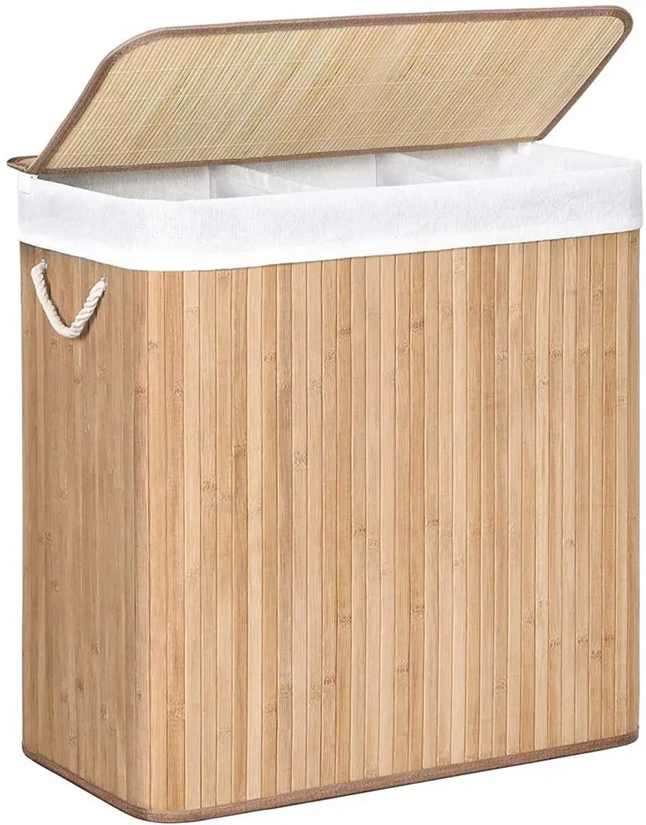 Songmics Opvouwbare Wasmand 150L - 3 Secties Bruin