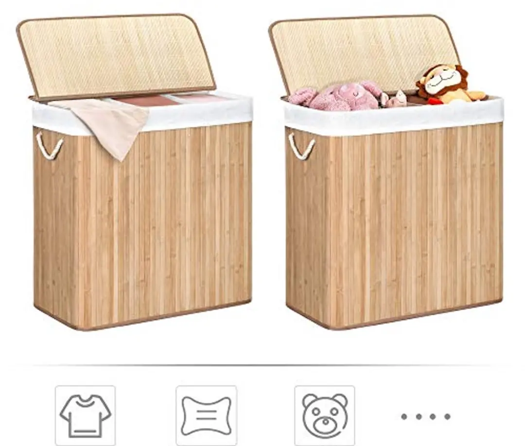Songmics Opvouwbare Wasmand 150L - 3 Secties Bruin