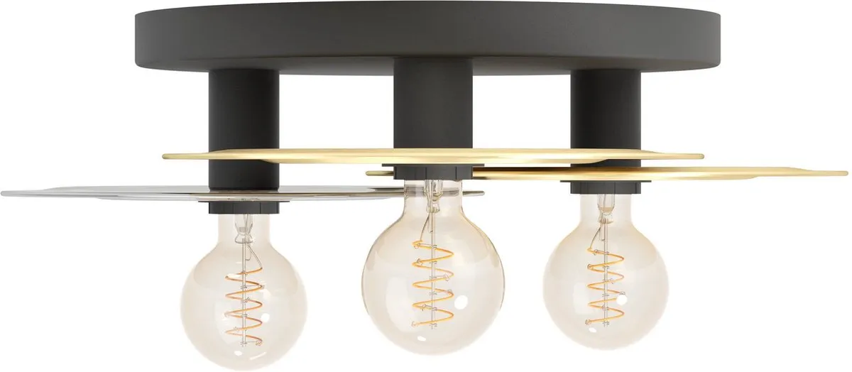 Eglo Lintmill Plafondlamp E27 - Ø53cm - Zwart/Grijs/Goud