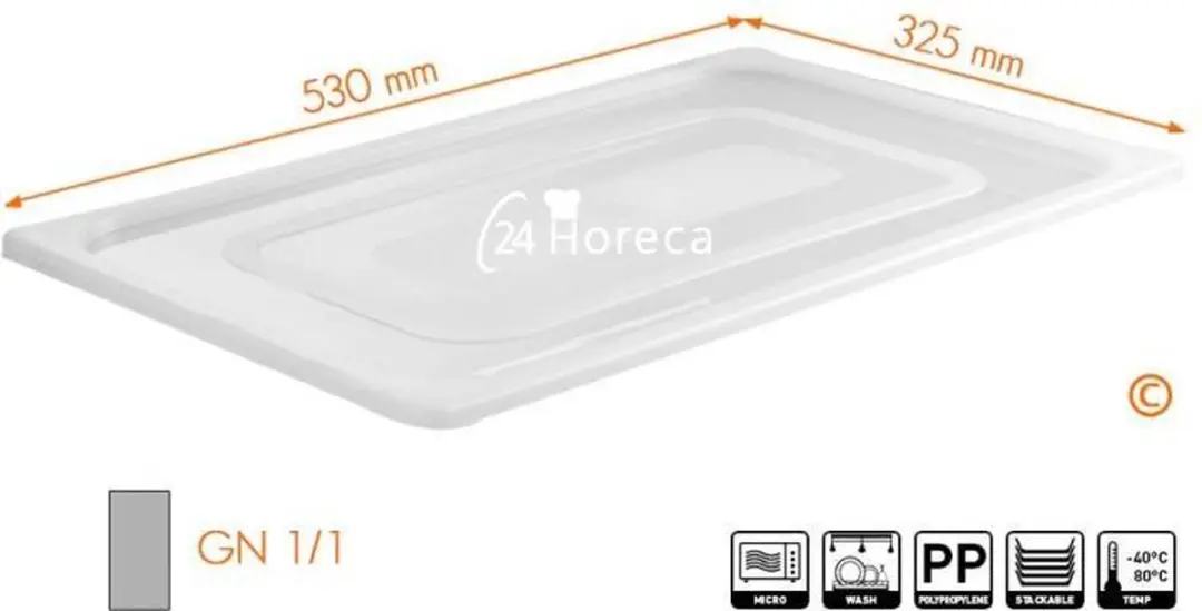 HENDI Deksel voor GN-container 530x325mm - Transparant - afbeelding 6 van 6