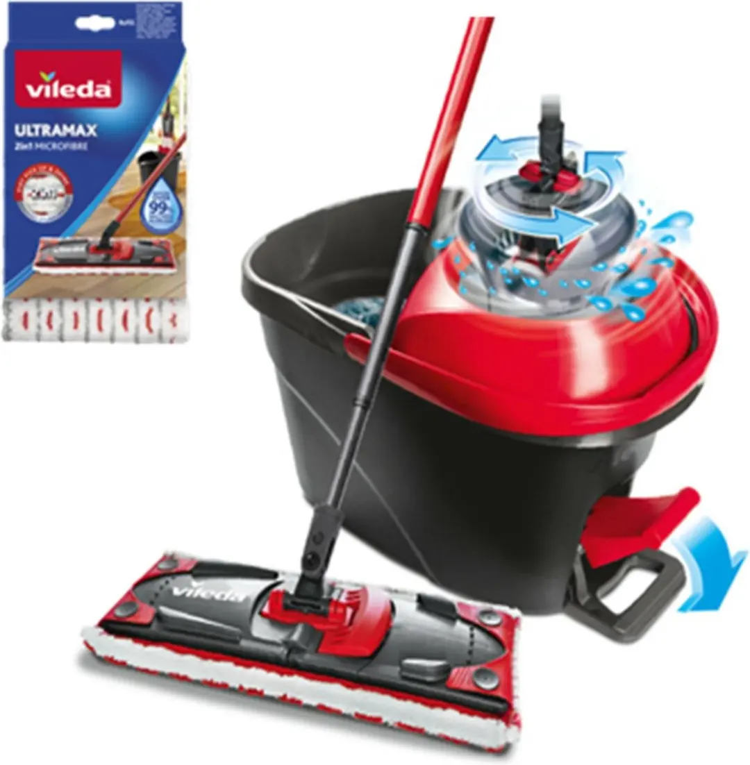 Vileda UltraMax Turbo Pedaalsysteem Navulling - 2 Stuks - Wit/Rood