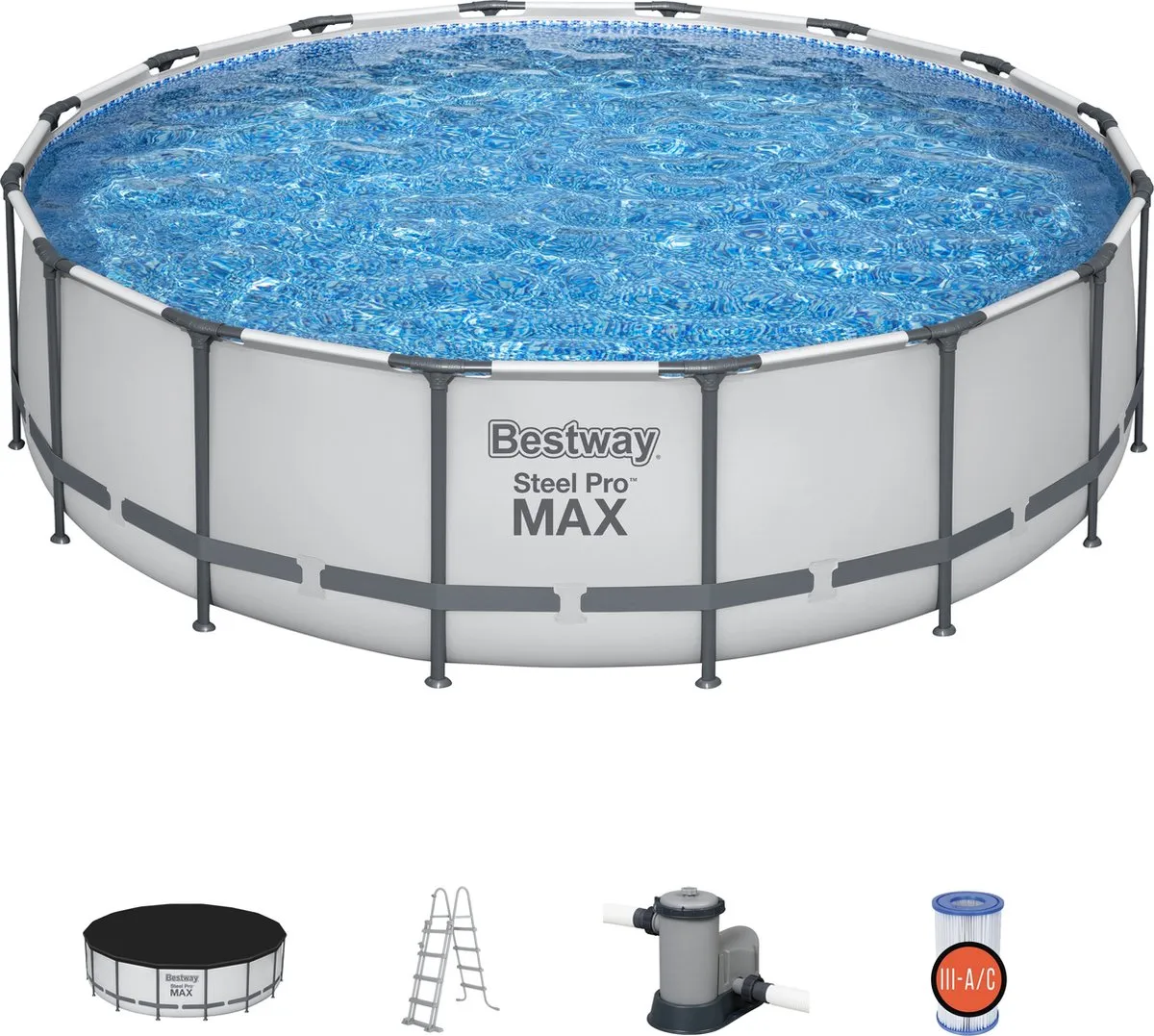 Bestway Steel Pro MAX Zwembadset 488cm - Grijs