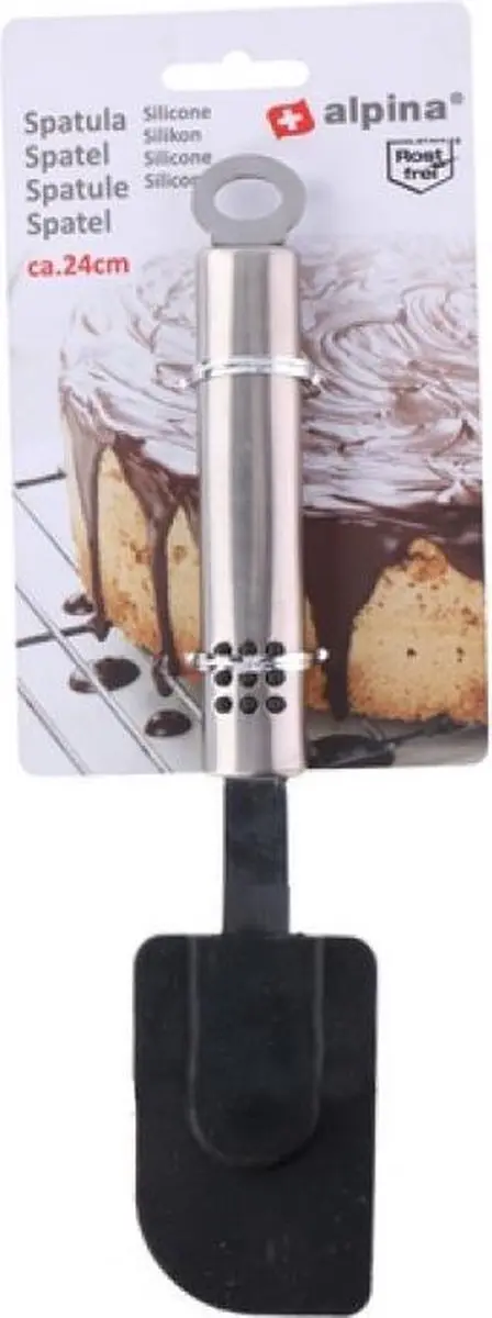 Alpina Spatel 24cm Staal/Siliconen - Zwart/Zilver