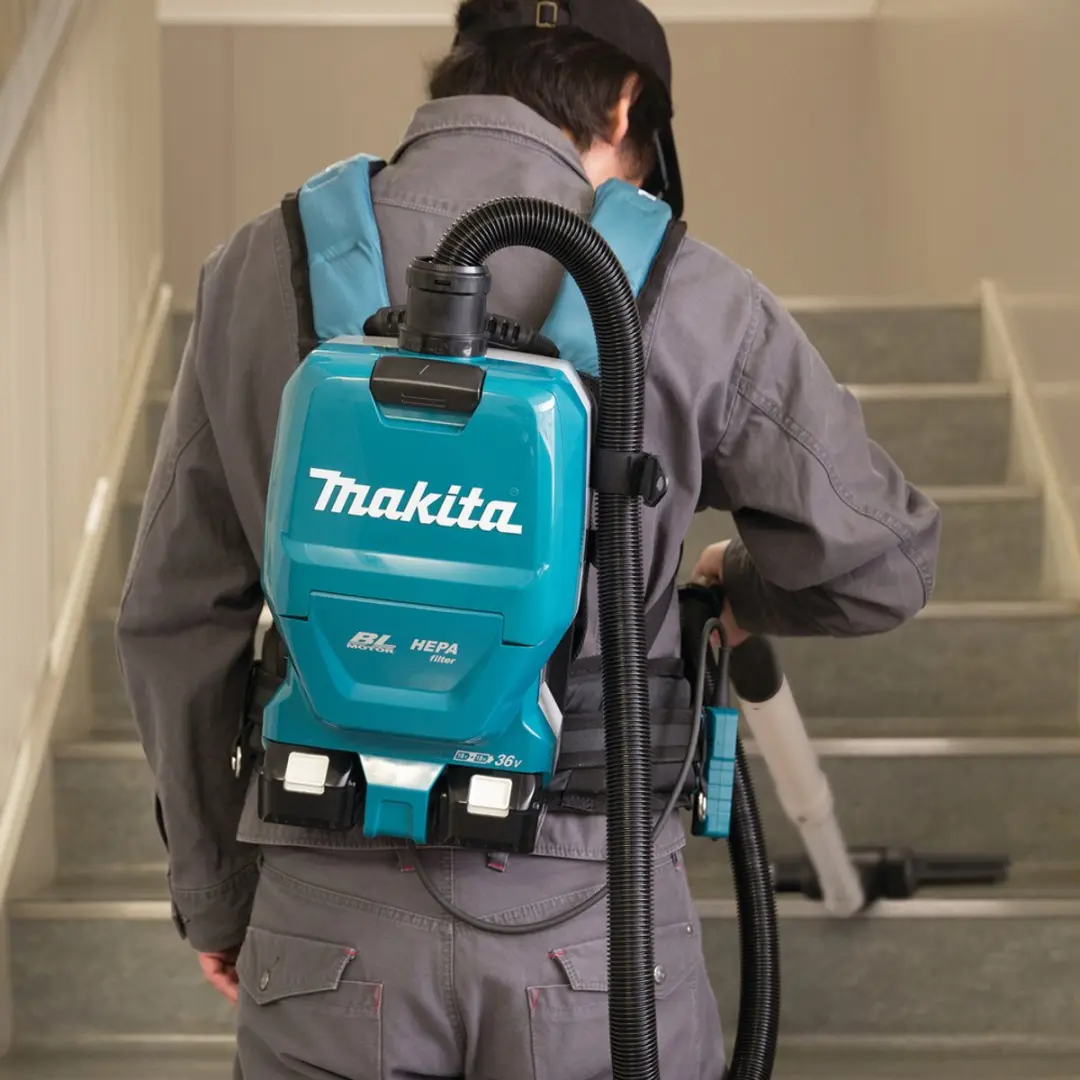 Makita DVC261ZX15 Accu-rugstofzuiger - Turquoise